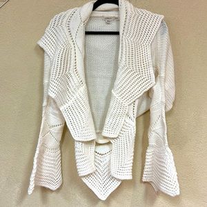 Lilibleu womans white knit cardigan sweater size M